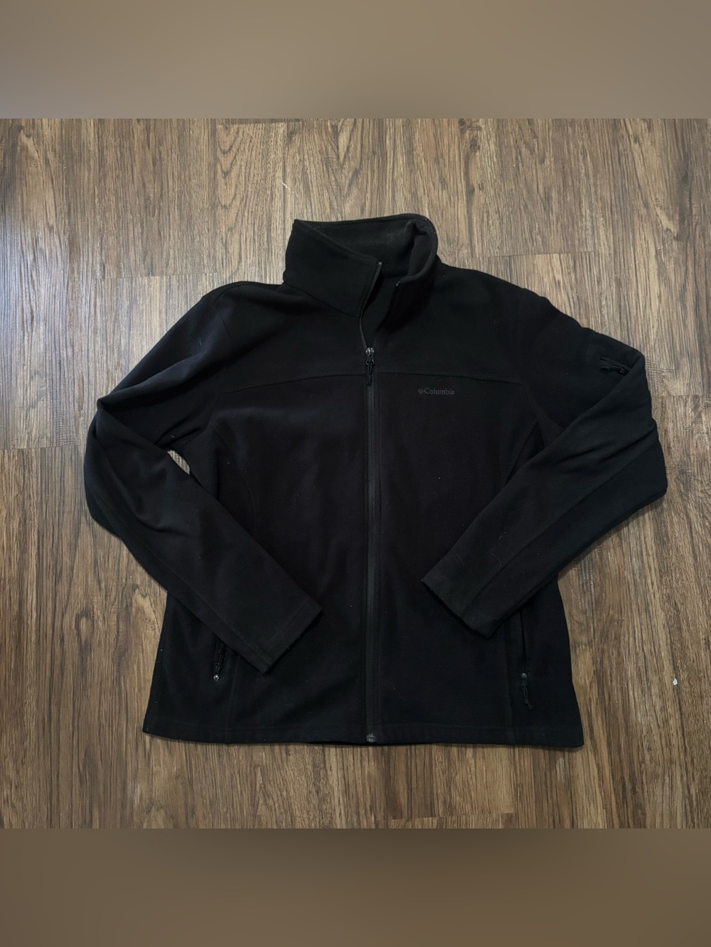 Columbia Black Fleece Full Zip Jacket XL Outdoor Minimalist Zip Pockets
